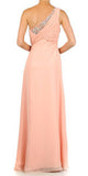 One Shoulder Ruched Chiffon Dusty Pink Long Prom Dress