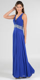 Poly USA 7400 Flowy Chiffon Prom Gown Royal Blue V Neckline Empire