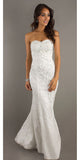 Red Carpet Ivory Celebrity Lace Formal Gown Long Strapless Beads