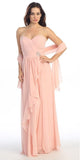 Ruched Bodice Layered Skirt Long Dusty Pink Formal Gown
