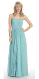 Ruched Bodice Layered Skirt Long Mint Formal Gown