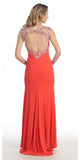 Sexy Floor Length Formal Gown Coral Front Slit Open Back