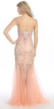 Studded Corset Torso Sheer Skirt Long Dusty Pink Prom Dress