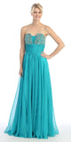 Studded Bodice A Line Long Jade Ball Gown