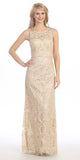 Plus Size Floor Length Lace Evening Gown Champagne Gold Wide Straps