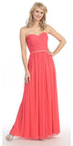 Ruched Corset Bodice Strapless Long Coral Formal Dress