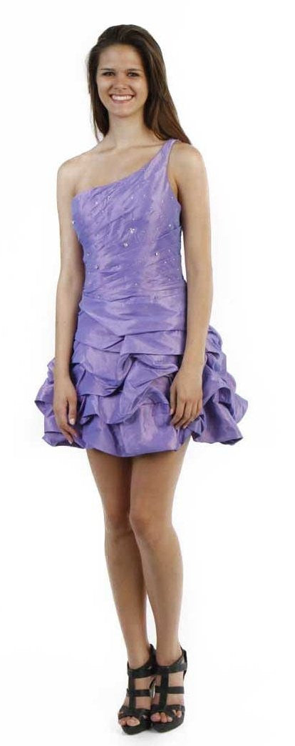 Plus Size Turquoise Prom Dress Bubble One Strap Short Ruffle